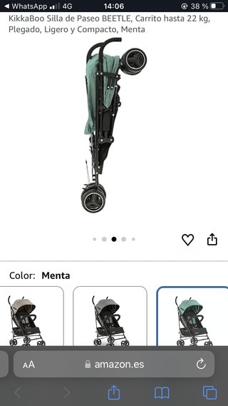Silla de paseo KikkaBoo Beetle Menta