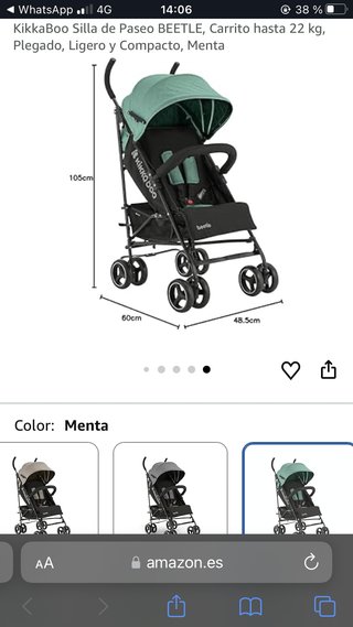Silla de paseo KikkaBoo Beetle Menta