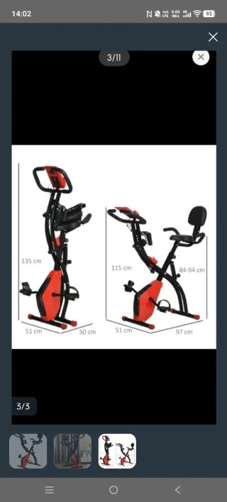 Bicicleta Estática Plegable Roja