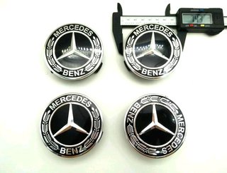4 CENTROS DE RUEDA MERCEDES NEGRO 75MM