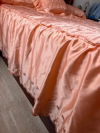 Colcha/Edredón Satinado Naranja/Rosa Años 90