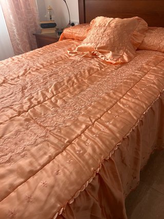 Colcha/Edredón Satinado Naranja/Rosa Años 90