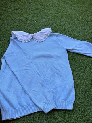 Camisa azul claro cuello Peter Pan niña
