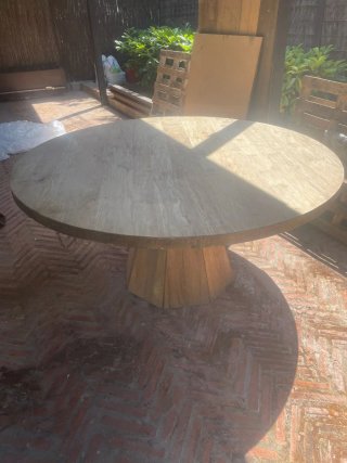 Oferta. Mesa redonda Jati de madera de teca maciza