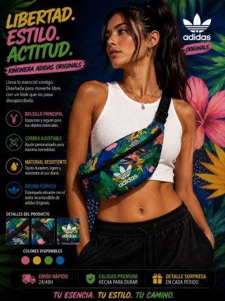 Riñonera Adidas Floral Azul y Verde