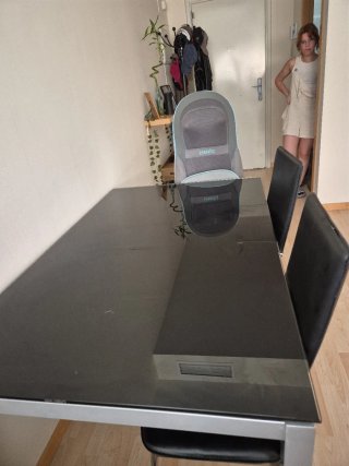 Mesa de comedor cristal y metal