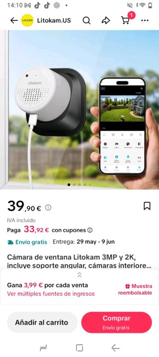 Litokam Cámara de Ventana 2K WiFi precio solo hoy