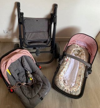 Cochecito bebé 3 en 1 rosa