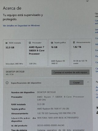 PC GAMING Ryzen 7 RX 7600XT 16GB 2TB SSD 32GB RAM