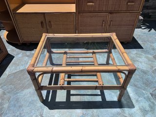 Conjunto muebles de salón en mimbre natural