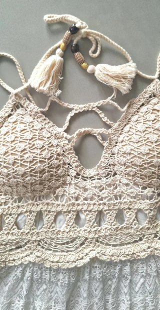 Abito estivo donna crochet pizzo bianco
