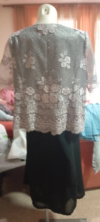 Conjunto fiesta 2 piezas plata y negro