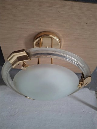 Lámpara de techo cristal y metal dorado