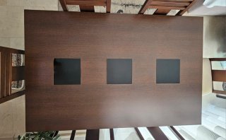 Mueble salón y mesa comedor madera nogal