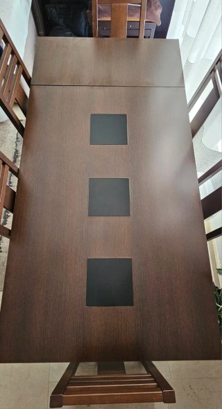 Mueble salón y mesa comedor madera nogal