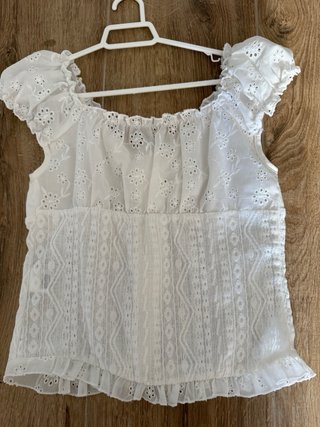 Top blanco coquette bordados vintage