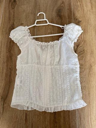 Top blanco coquette bordados vintage