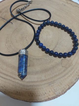 Conjunto Sodalita: Colgante y Pulsera