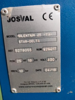 Compresor tornillo Josval Silentium 25CV