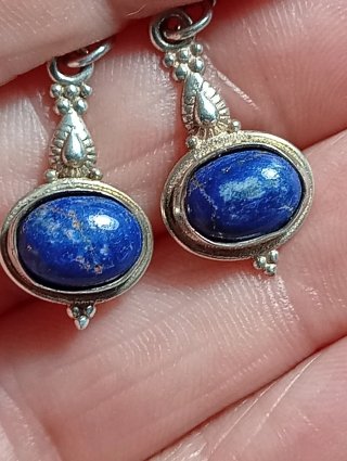 Pendientes Plata Ley Lapizlazuli sin pulir