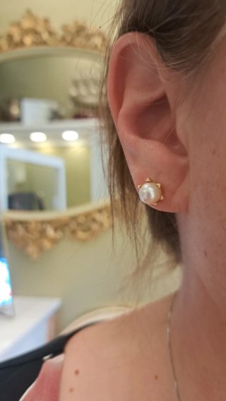 Pendientes Oro 18k Perla