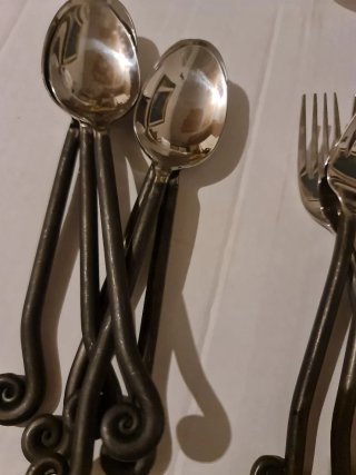 Set posate design con ricciolo acciaio inossidabil