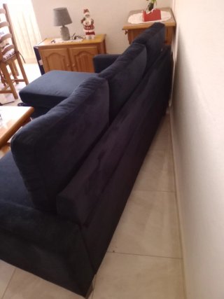 Sofá de terciopelo negro 3 plazas sin manta