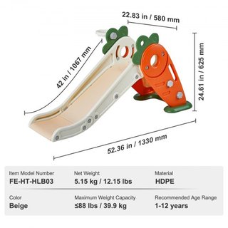 Tobogán para Niños, Tobogán para Niños de 1 a 12 Años con Escaleras Escalables y Aro de Baloncesto, Parque Infantil Interior y Exterior para Niños de Hasta 40 kg, Parque Infantil para Niños con Ba...