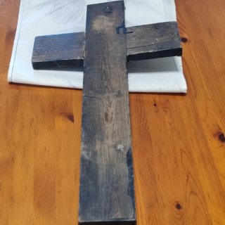 Crucifijo madera y bronce INRI grande
