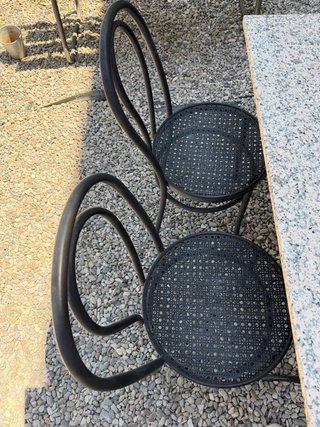 Mesa y 4 Sillas Exterior Hierro y Granito