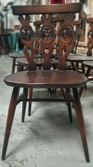 6 Sillas Ercol mod.375.años 60s. Originales . Olmo
