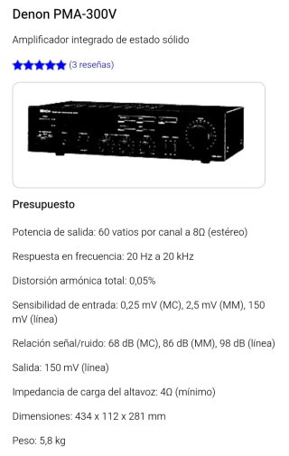 Amplificador Denon PMA-300V Negro