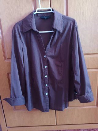 Camisa Festa Marrón Manga Larga