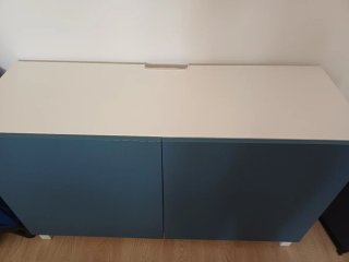 Mueble Bestå azul y blanco
