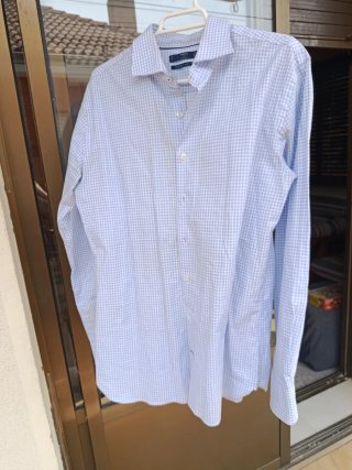 Camisa Mango Cuadros Azul y Blanco Hombre
