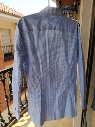 Camisa Mango Cuadros Azul y Blanco Hombre