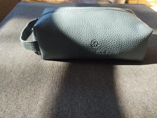 Neceser premium piel gris verdoso