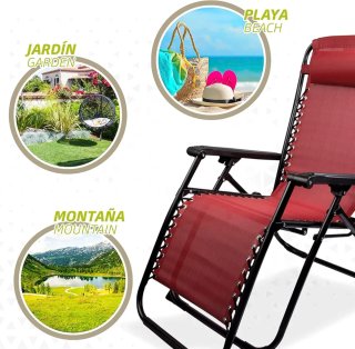 Pack 2 Sillas Tumbonas Plegables Rojas