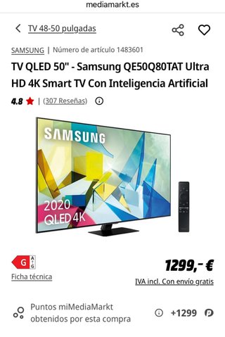 Urgente: TV Samsung QLED 4K Negra