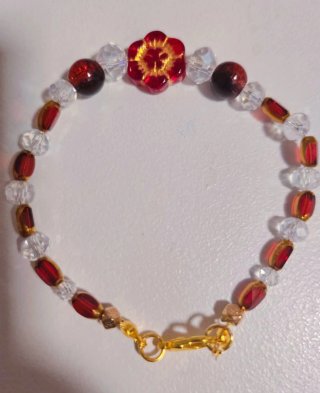 Pulseras de cristal con flor (Gama de 5 colores)