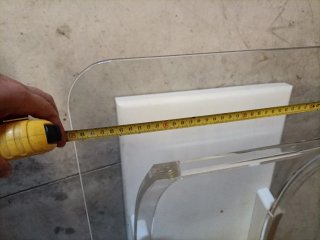 Mesa centro cristal y madera  60x120 y 36 de alto.