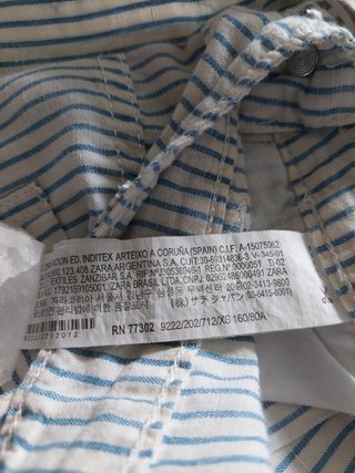 Jardineiras Zara Riscas Azul/Branco Tam. XS