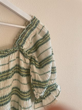 Vestido blanco y verde a rayas