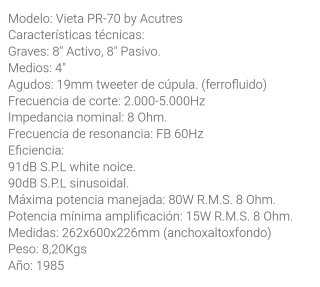 Altavoces Vieta PR.70