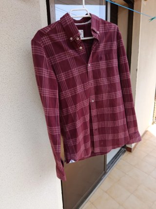 Camisa Cortefiel cuadros roja Talla L