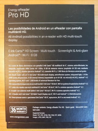 Energy eReader Pro HD Táctil Wifi y Luz  + Regalo