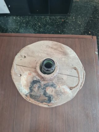 Damajuana Vidrio Verde  Protección Madera Vintage