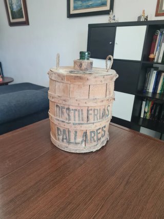 Damajuana Vidrio Verde  Protección Madera Vintage