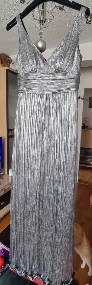 Vestido fiesta plata metalizado
