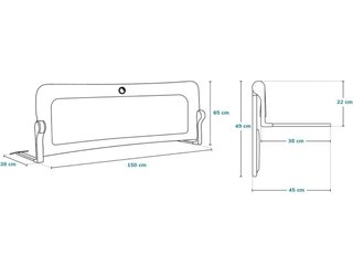 Barrera Cama Lionelo Hanna 150x65cm Gris